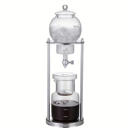 One-piece Glass Cold Brew Coffee Pot with Stand, Iced Drip Coffee Brewer, Handcrafted Coffee Pot Set