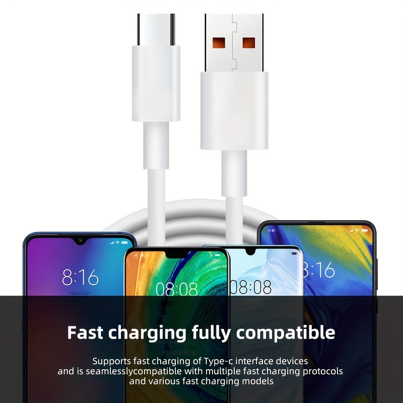 6A 120W USB-C cable for fast charging and data transfer, compatible with Huawei Mate 40/30, Xiaomi and Samsung devices, 86% efficiency.