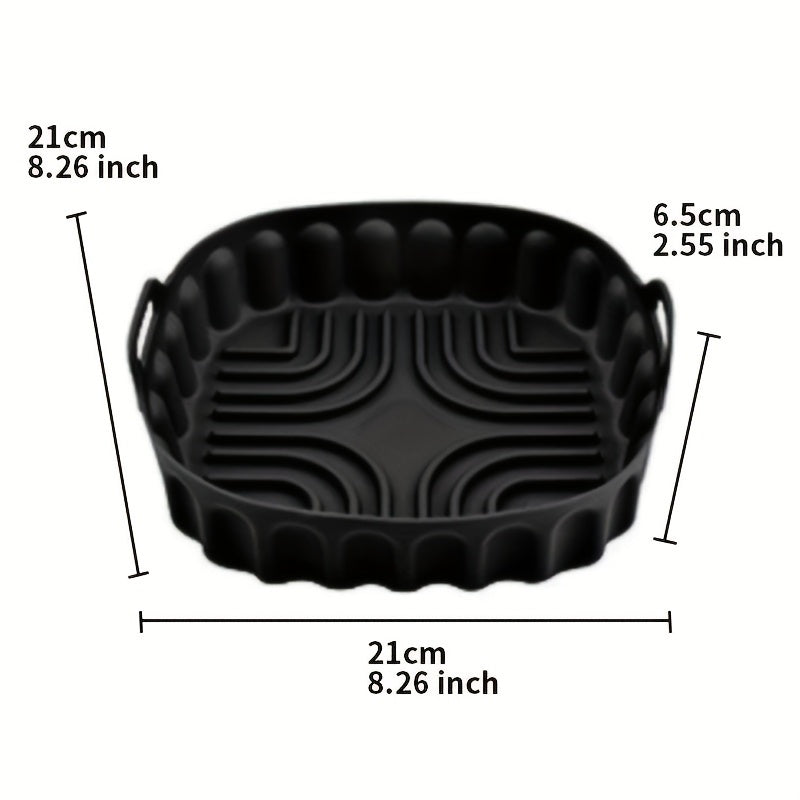 Set of Silicone Air Fryer Trays with Handles - Includes Large and Small Rectangular Trays for Deep Frying