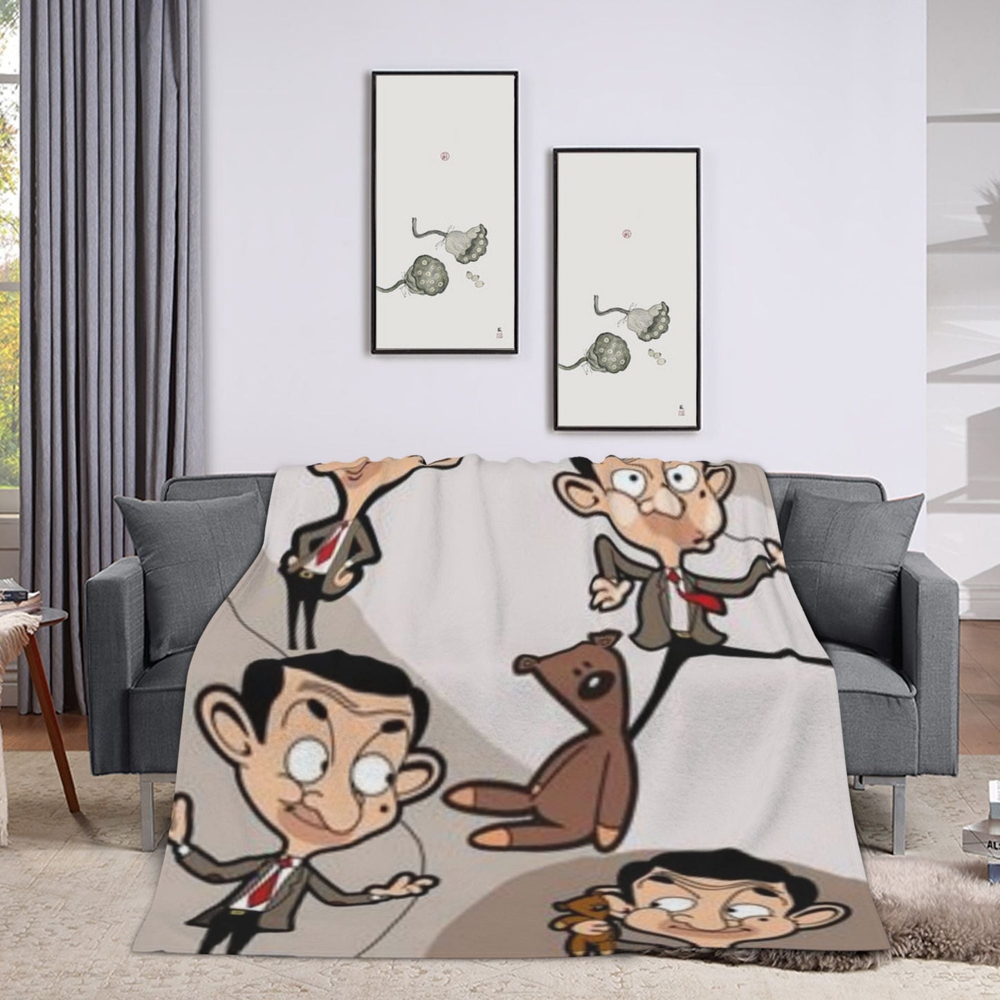 Soft Flannel Throw Blanket Inspired by Mr. Bean - Cozy, Lightweight & Long Lasting | Easy to Clean in the Washing Machine | Ideal for Couch, Bed, Office, Camping | Great Gift Idea for any Season