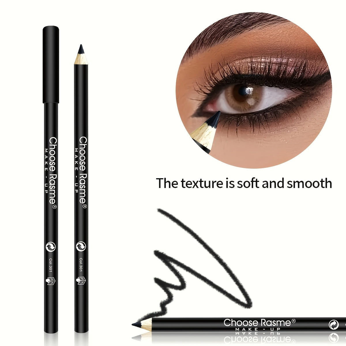 12pc black eyeliner pencil set with long-lasting, smudge-proof formula, intense pigment, and waterproof finish.