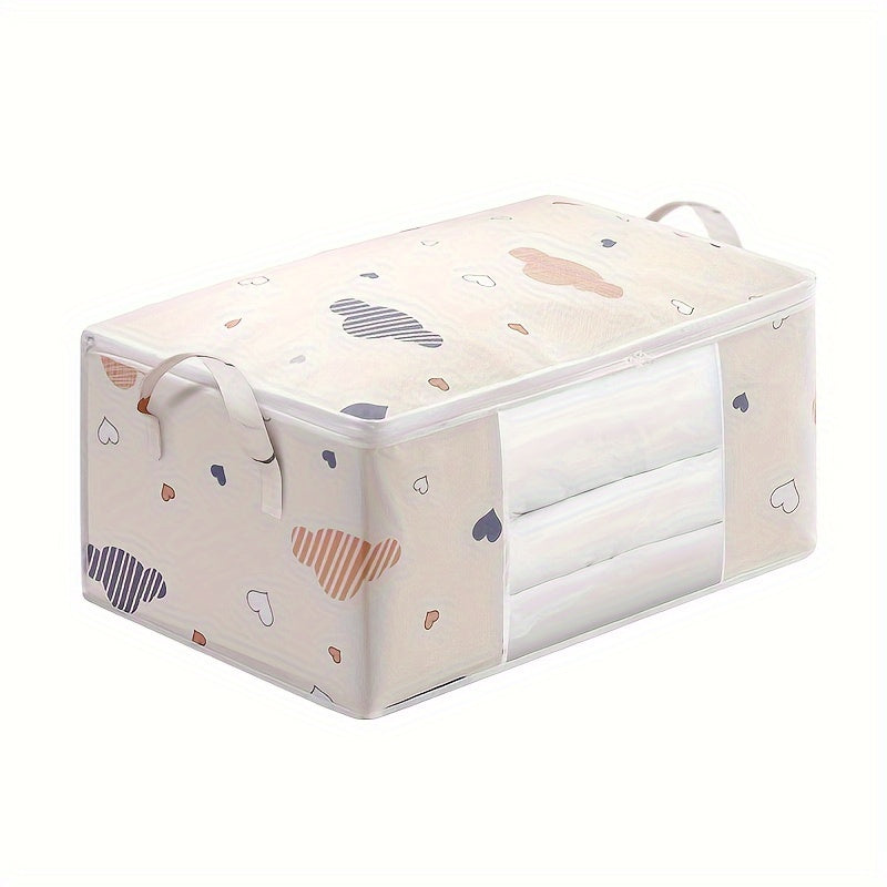 Large Canvas Storage Bag with Zipper & Handles - Keep Clothes, Quilts & More Neatly Organized and Dust-Free - Stylish Home Storage Solution