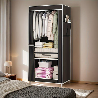 Sturdy Wardrobe Closet Organizer with Dust-Proof Cover, Simple Setup, Multi-Level Shelves for Bedroom Storage - Efficient Clothes Organization Solution