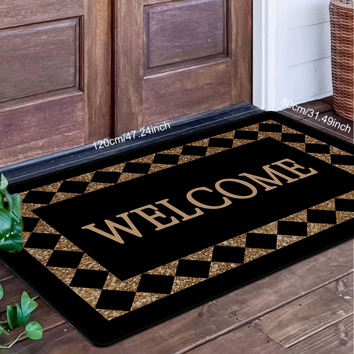 Creative Plaid Print Doormat featuring a Chic Monogram Pattern. This Non-Slip, Stain-Resistant Foyer Pad is perfect for high-traffic areas such as the Laundry Room, Bathroom, Entryway, or any room in the home. Makes a great homecoming gift or spring