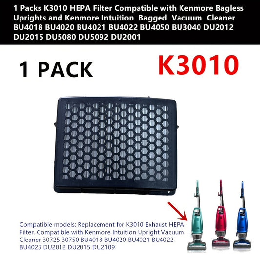 1pc Kenmore K3010 HEPA Filter: Compatible with Bagless & Intuition Vacuum Cleaners, High-Efficiency Capture of Dust & Pet Hair, Reusable & Washable