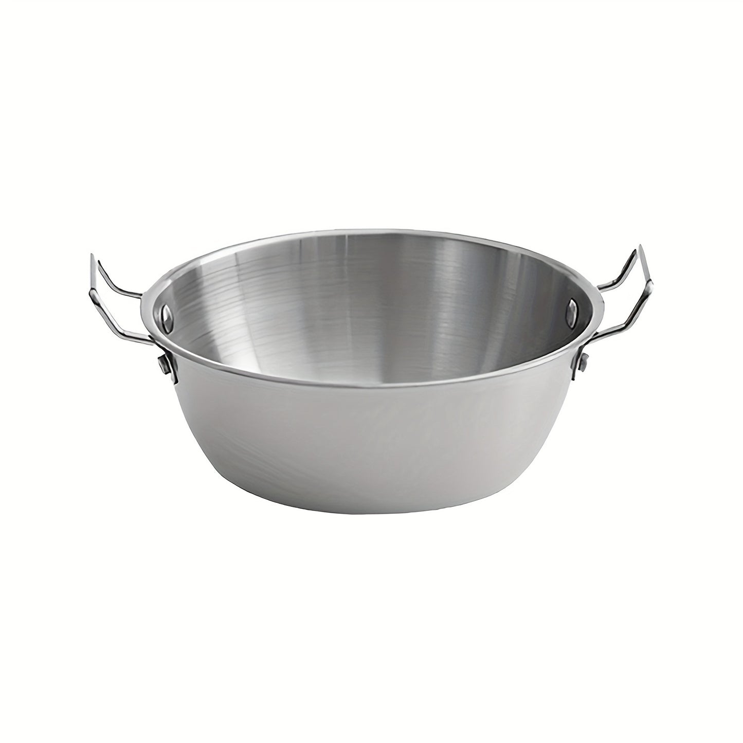 304 stainless steel bowls with handles for cooking, baking, salads, pho, grains in 4 sizes and either gold or silver. Suitable for snacks, noodles, ramen, and Korean side dishes.