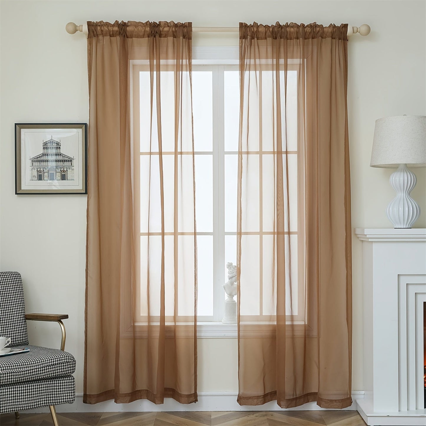 [Top Pick] Add a touch of elegance to your home with these stylish terylene gauze curtains. The two-piece set features a semi-transparent design in a plain color, perfect for creating a breathable and lightweight atmosphere in any room. Hang them with