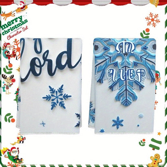 Get a set of two contemporary polyester kitchen towels measuring 45.72x66.04 cm. These soft woven dish cloths feature a charming snowflake design, perfect for adding a touch of fantasy to your home decor. They are also machine washable for easy cleaning.