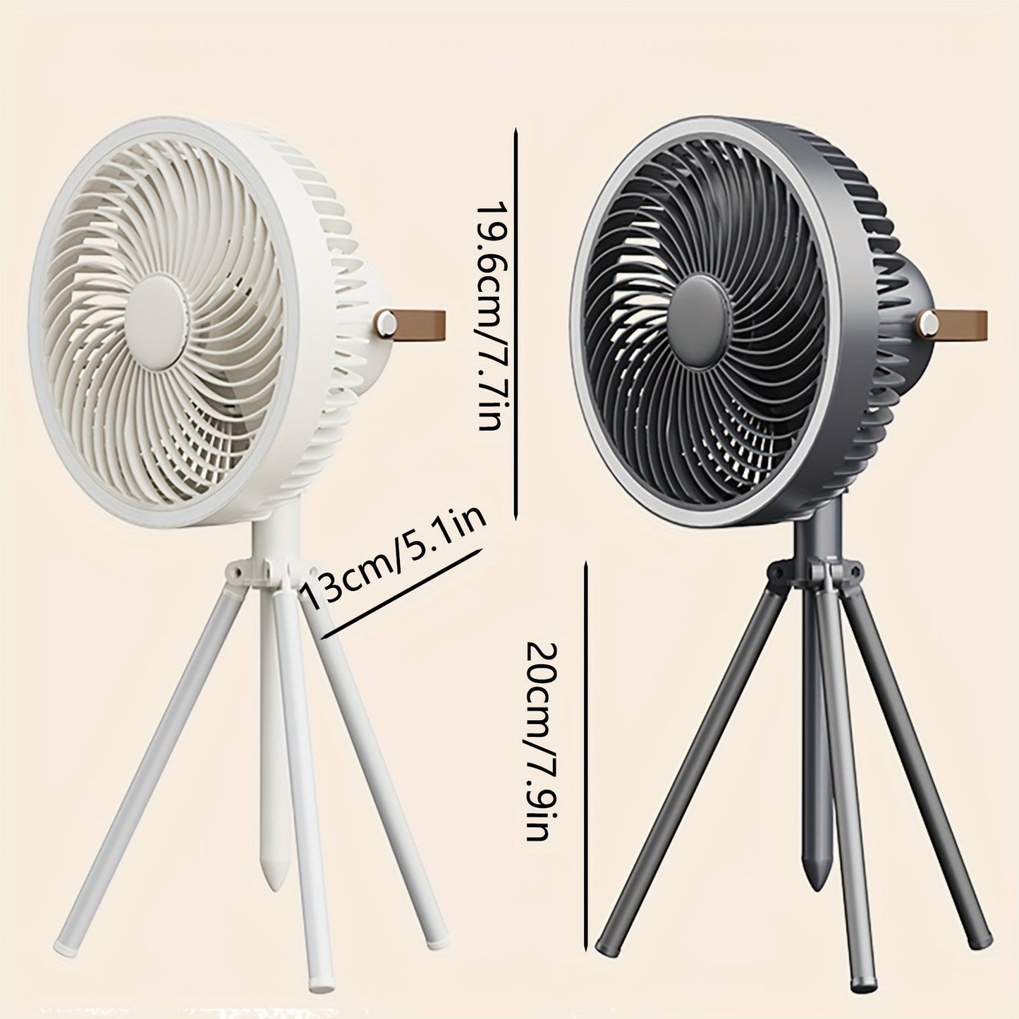 Portable tripod stand fan with LED light, 4000mAh battery, 4 wind speeds, 2 light settings, telescopic adjustment, lightweight design for use at home, camping, and outdoors. Made of ABS material, perfect household gadget and great for gifting on