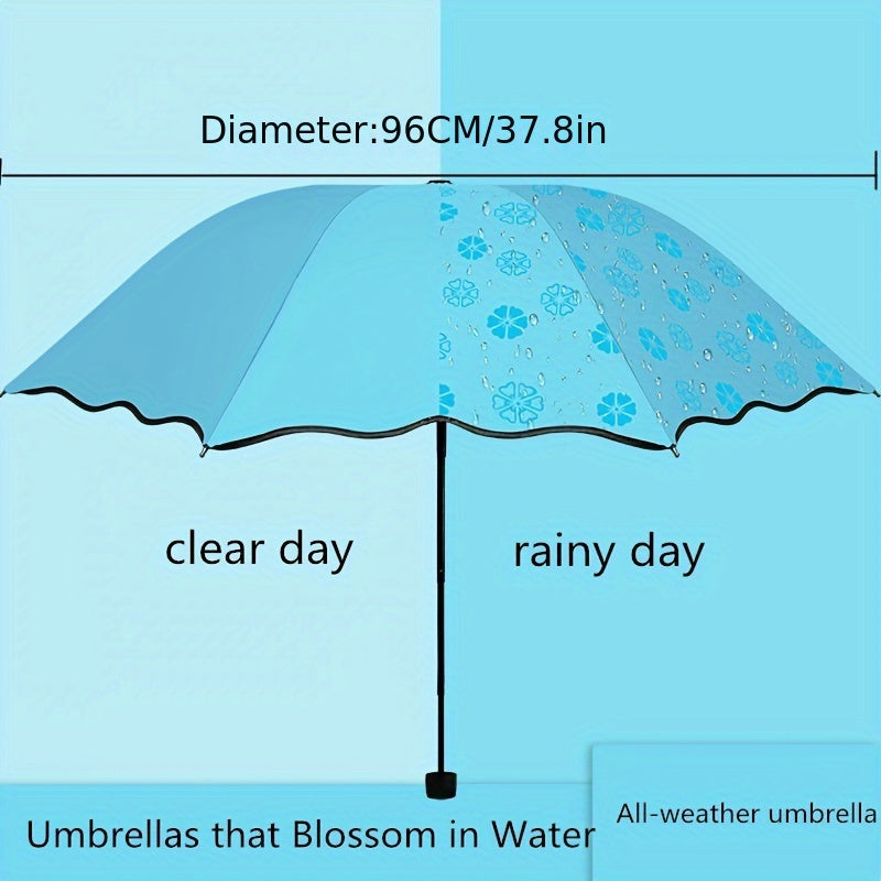 Waterproof folding umbrella with sun protection and wind resistance, Blossoming In Water Sun Umbrella.