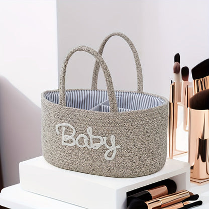 Elegant Linen Storage Basket with Dry/Wet Separation - Ideal for Diapers, Toys, Books & More - Oval Shape Gift Basket