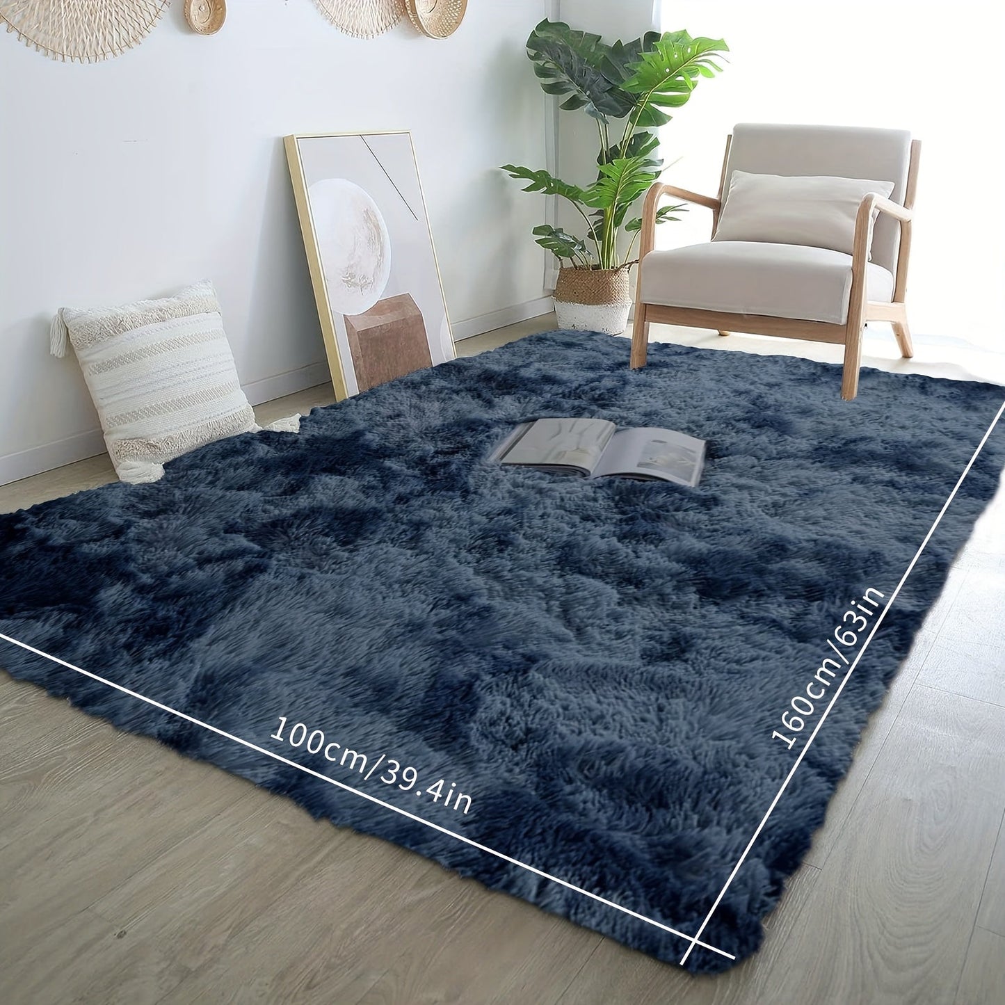 Luxurious Shag Area Rug for Home Decor - Modern Rectangle Plush Fuzzy Carpet, Machine Washable, Non-Slip, Non-Shedding - Perfect for Living Room, Bedroom, and More