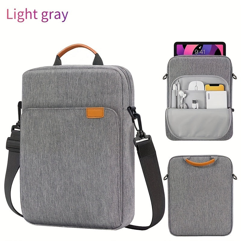 Durable polyester laptop bag, waterproof and shockproof, with lightweight shoulder strap and rolling function. Fits tablets up to 27.94cm and laptops up to 33.02cm, compatible with MacBook