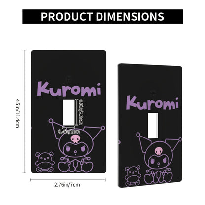 Officially licensed Kuromi-themed light switch cover, easy to install with painted screws, ideal for home decor in any room.