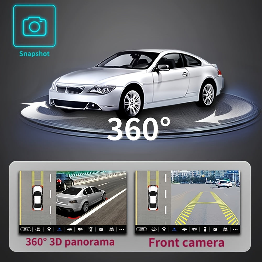 360 Car Camera Panoramic Surround View System with AHD cameras for Android Auto Radio, featuring night vision and no battery.