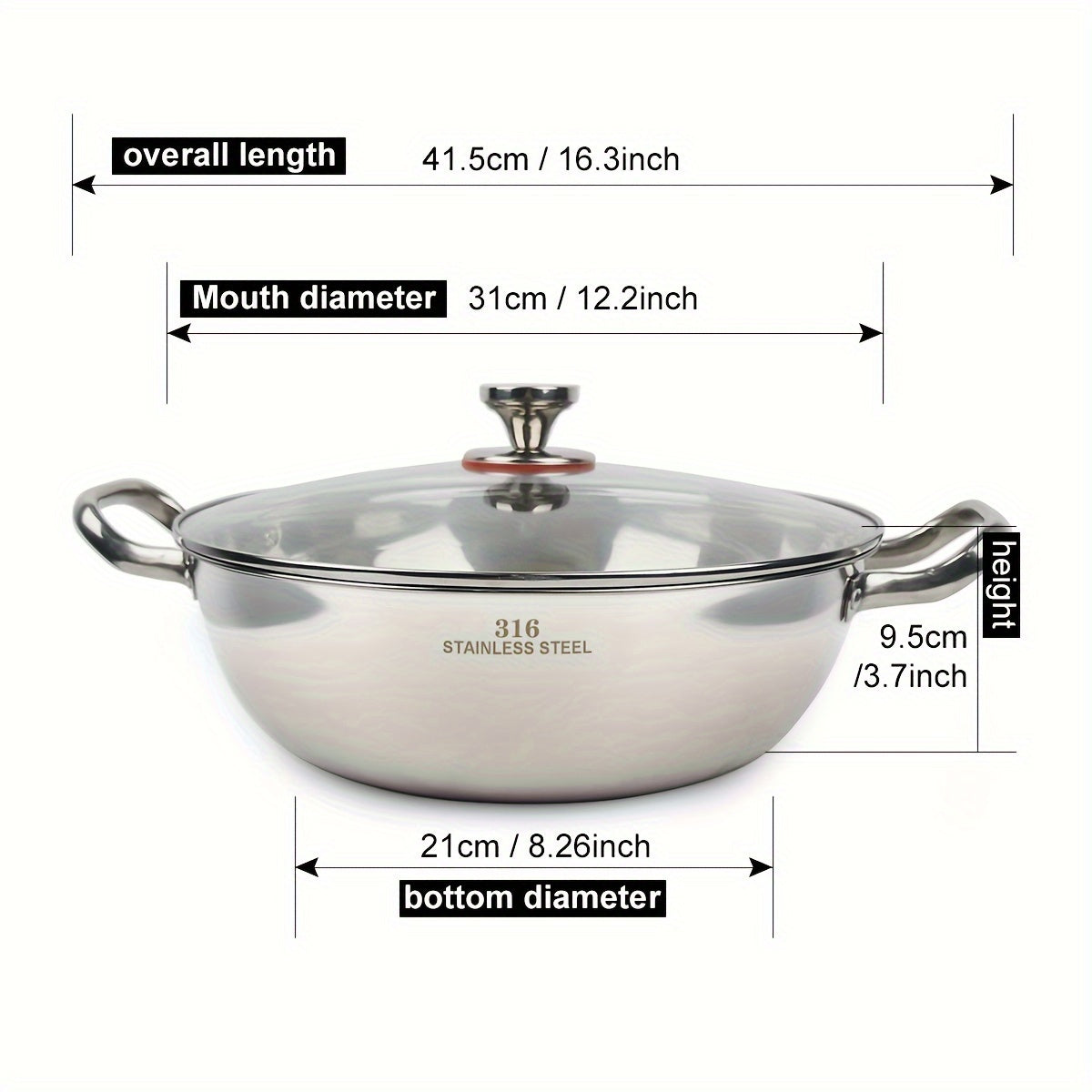 Durable Stainless Steel Stockpot with Lid - Rust-Resistant, Easy to Clean, Multi-Purpose Kitchen and Outdoor Cooking Pot for Induction and Gas Stoves, Non-Stick Coating, Ideal for Home and Restaurant Cooking