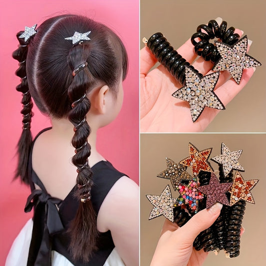 2 Cute Star Telephone Wire Headbands for Girls