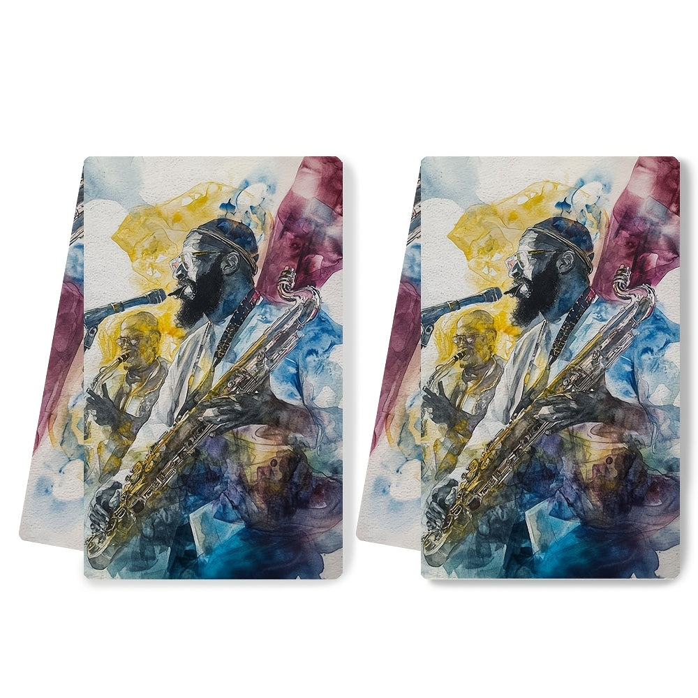 Set of 2 ultra soft kitchen towels featuring Sun Ra Arkestra Free Jazz design. Highly absorbent and perfect for holiday decor. Machine washable and measures 16x24 inches. Item number: 2KYSYS1218391