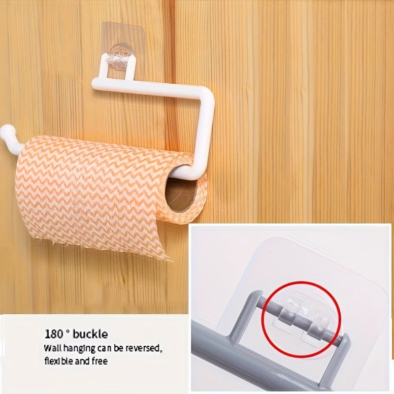 Simple-to-Install Wall-Mounted Kitchen Organizer - No-Drill Paper Towel & Wrap Holder, Compact Storage Solution for Bathroom and Kitchen Necessities