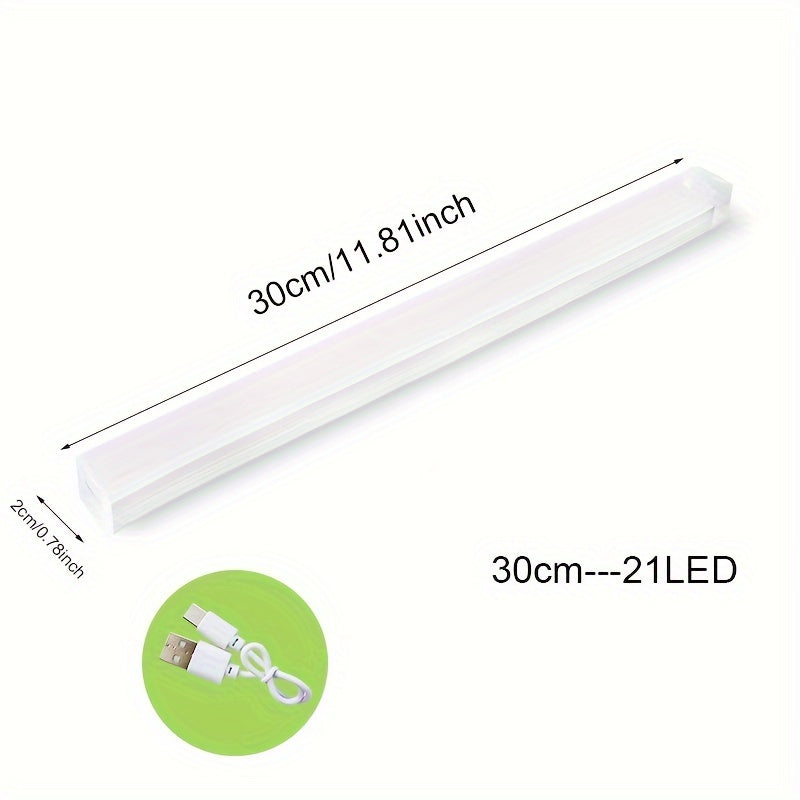 Convenient USB rechargeable LED light with motion sensor and touch control for easy installation in kitchen, stairs, hallway, or wardrobe.