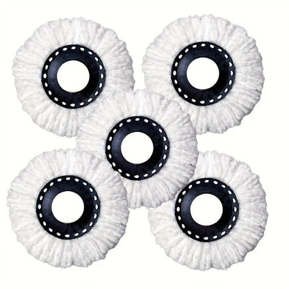 Set of 5 Spin Mop Replacement Heads, Round Standard Size Microfiber Refills, Easily Cleaned Hurricane Rotating Mop Head