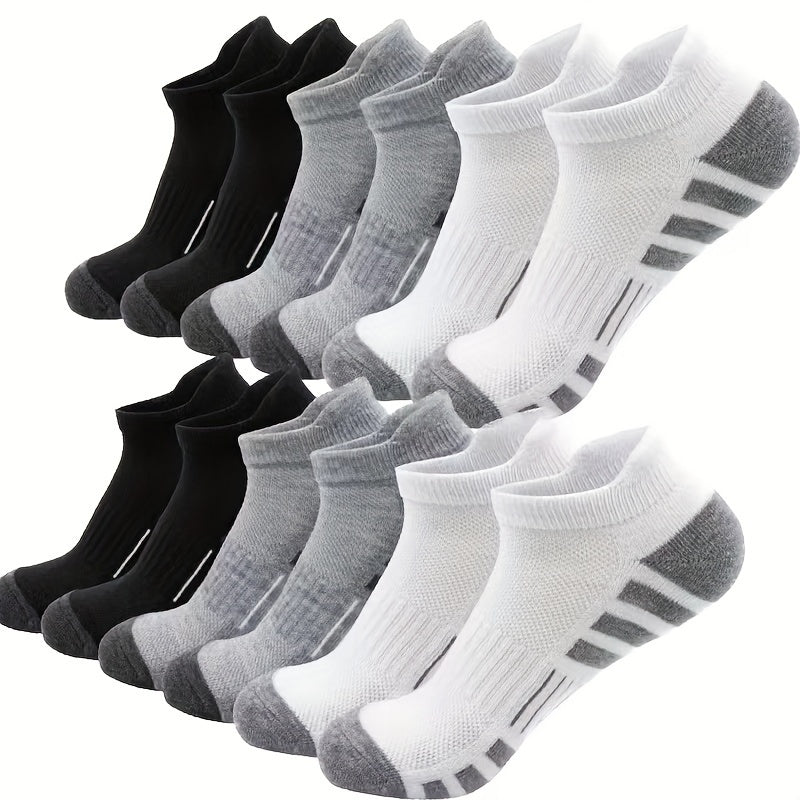 12 Pairs of Comfortable Cushioned Running Socks - Lightweight, Moisture-Wicking, Breathable, Non-Slip Tab - Ideal for Everyday Athletics for Men and Women.