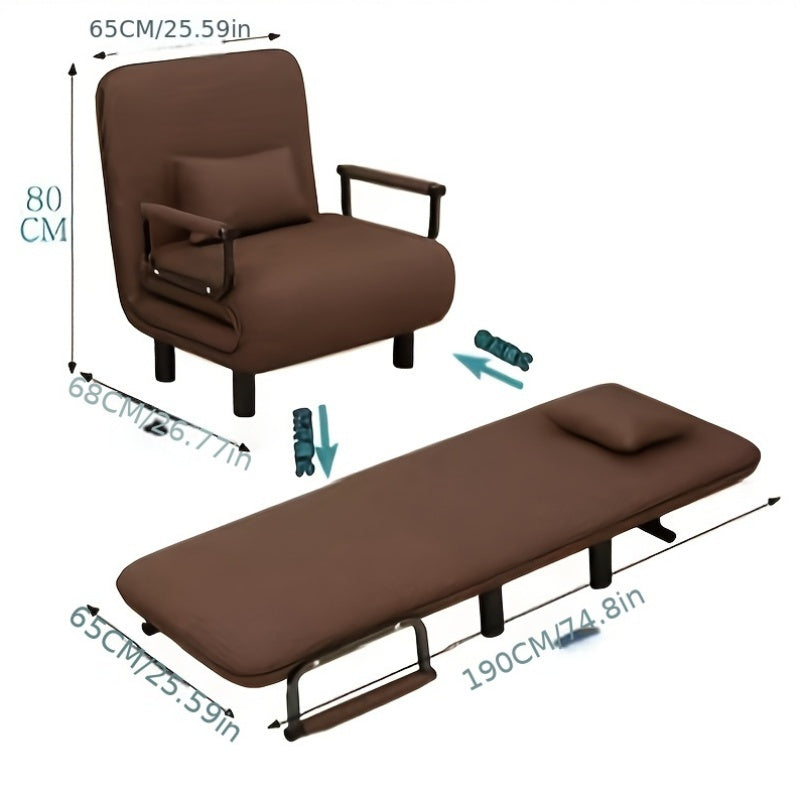 Convertible sleeper chair with 5 adjustable backrests, lumbar pillows, hidden metal legs, perfect for living room or home office as a foldable sofa bed.