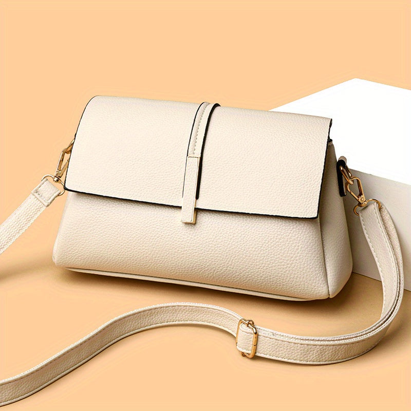 2024 Women's versatile genuine evening bag with high-end stylish shoulder crossbody design featuring three layers and large capacity square bag.