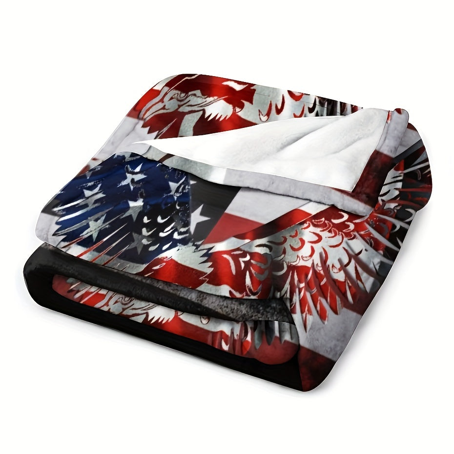 American Flag Eagle Print Throw Blanket with a Soft and Durable Fabric - Ideal for Every Season, Easy to Clean in the Machine, Modern Design, Great for Adding a Cozy Touch to Your Sofa or Bed.