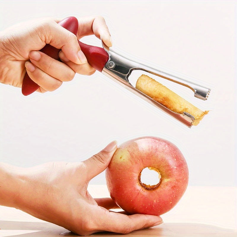 Easily Remove Fruit Cores with Our Stainless Steel Apple Corer - Featuring an Ergonomic Handle, Sharp Serrated Blade, and Durable Construction. Perfect for Apples, Pears, Bell Peppers, and Pineapple. A Portable and Easy to Clean Kitchen Essential.