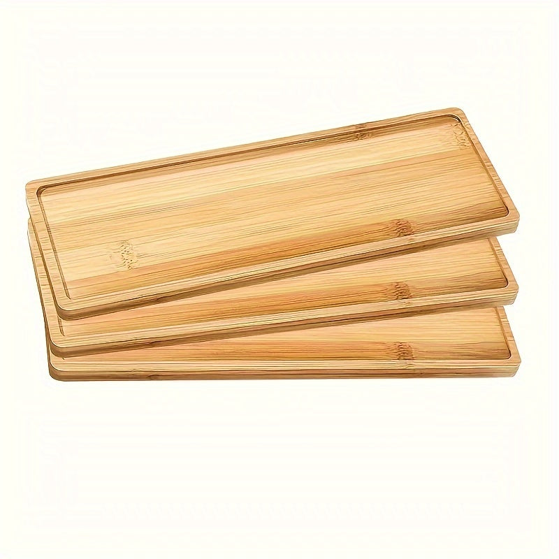 Bamboo serving tray for kitchen or bathroom use, ideal for teacups, cosmetics, and home decor.