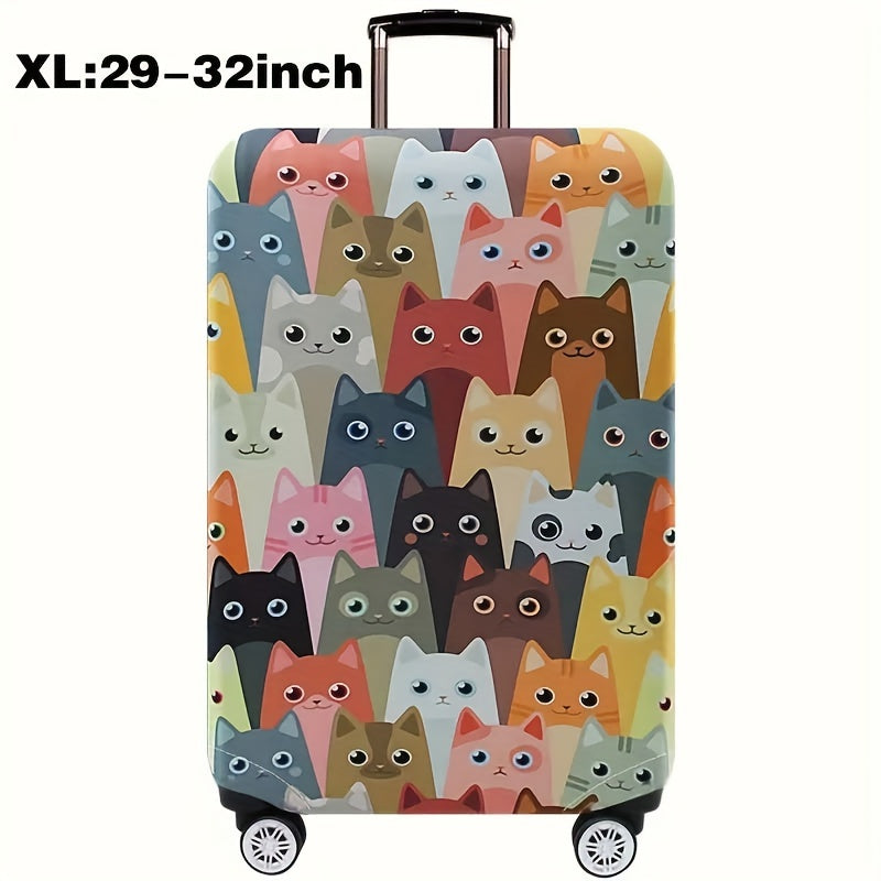 Cartoon patterned elastic luggage cover for travel suitcase or trolley duffle case.