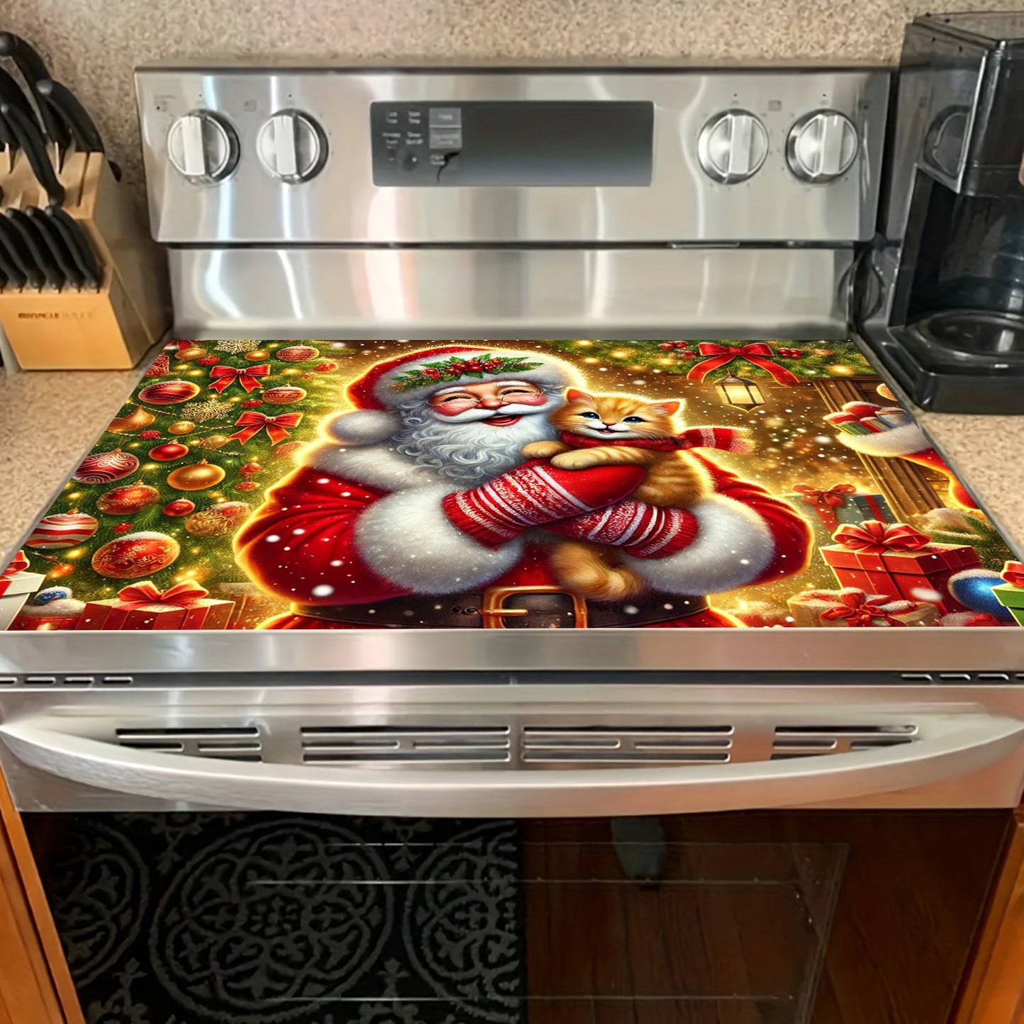 Protect your stove top in style this Christmas with our Festive Santa Claus Stove Top Protector. This non-slip, waterproof, heat-resistant cover is perfect for electric glass stoves, cooktops, washers, dryers, and ironing mats. Easy to clean and no