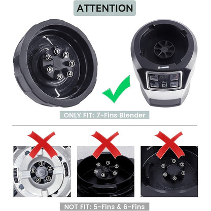 7-Fin Extractor Blade Assembly made of Stainless Steel, includes Rubber Gasket, compatible with Nutri Ninja Blenders Auto iQ BL480 BL482 BL642 BL682 NN102. This Juicer Part and Accessory is Food Contact Safe.