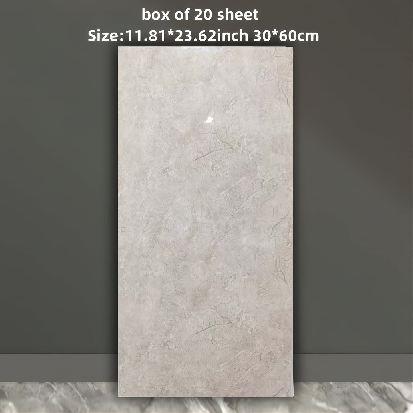 10pcs and 20pcs self-adhesive foam imitation marble tiles in PVC and PE materials with washable straight puzzle pattern. Suitable for living room, kitchen, bathroom, and home waterproof wall stickers. Can be cut to fit any size, perfect for home