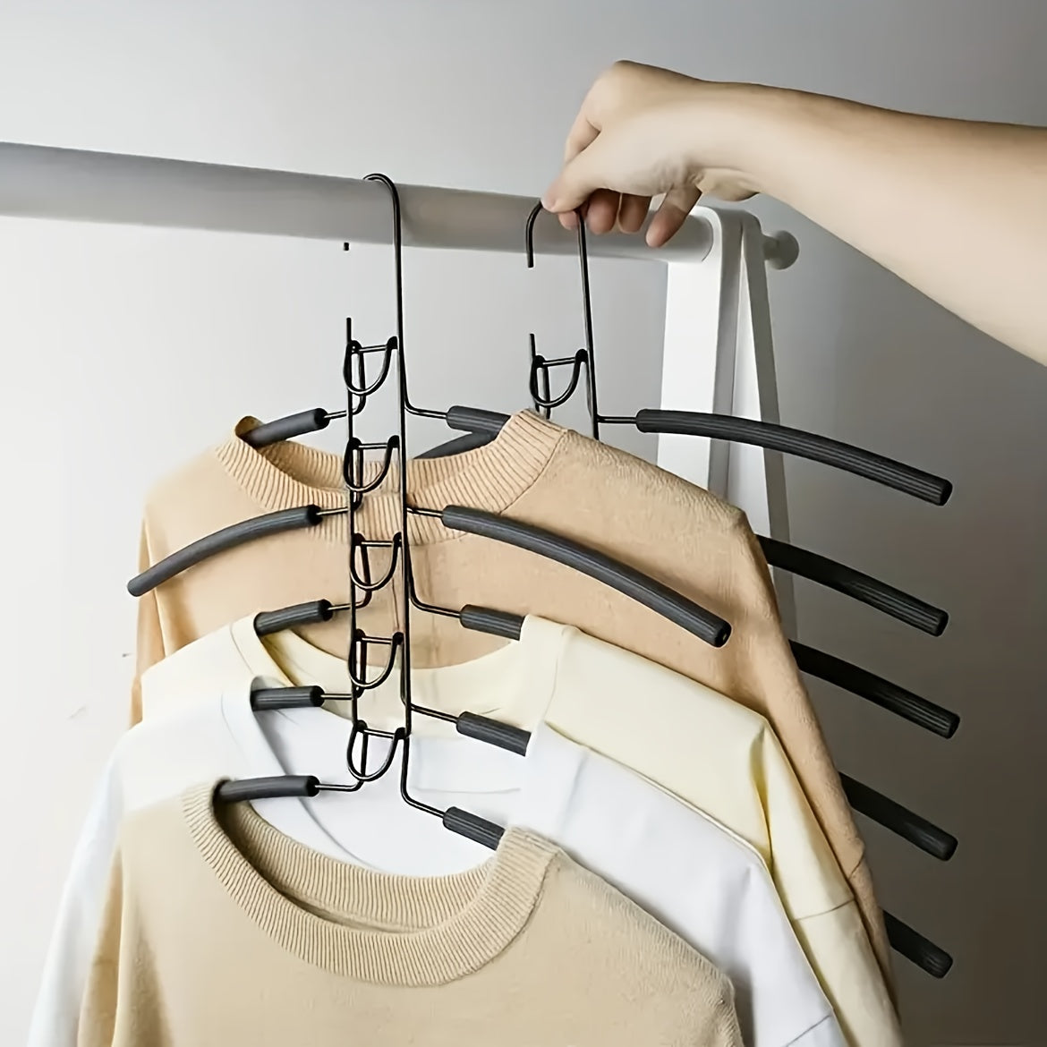 5-Layer Magic Hanger: Compact Clothes Organizer for Dorms & Wardrobes - Space-Saving, Non-Slip, and Foldable