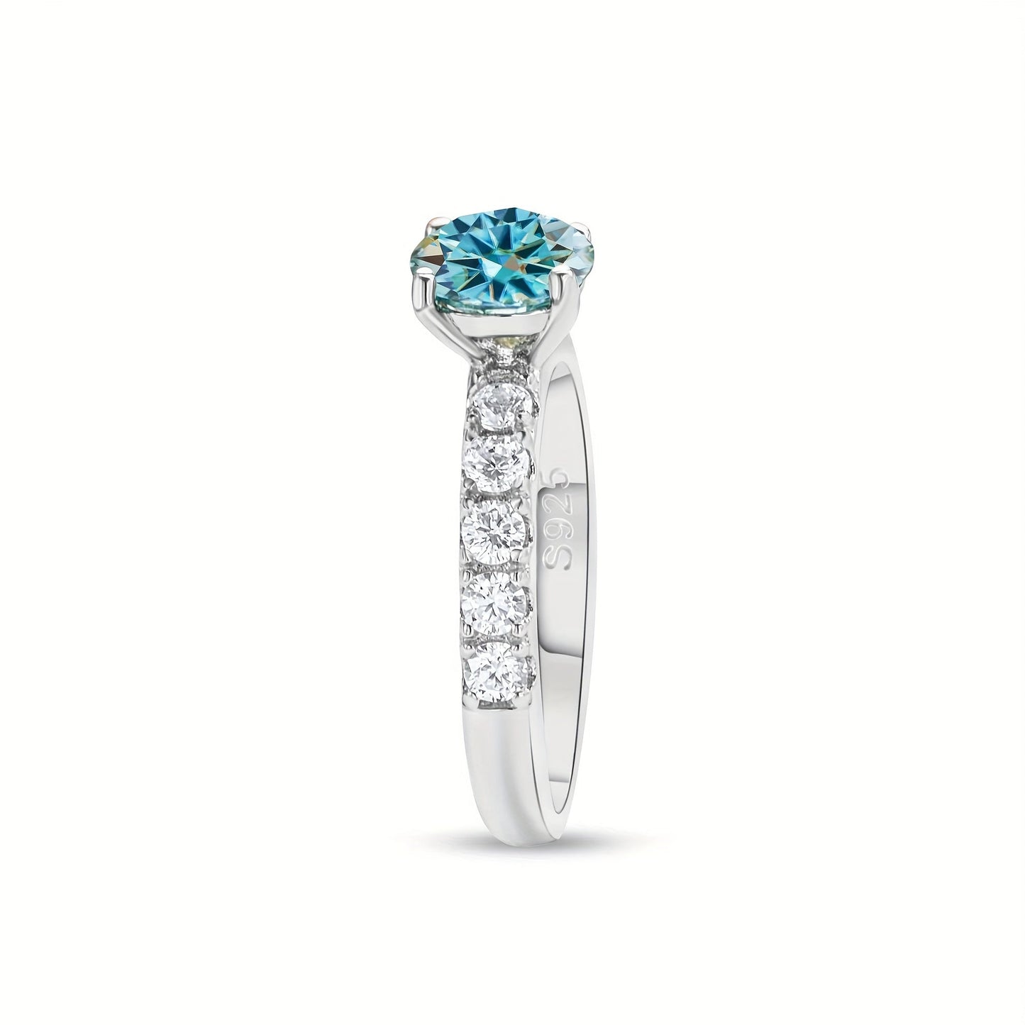 The GEMS LADY Elegant Luxury Engagement Ring features a 1 Carat Moissanite stone set in S925 Sterling Silver. With its Round Gemstone design, it is perfect for Weddings and Gifts, and has a Christmas Holiday Theme. Each ring comes with a Certificate of