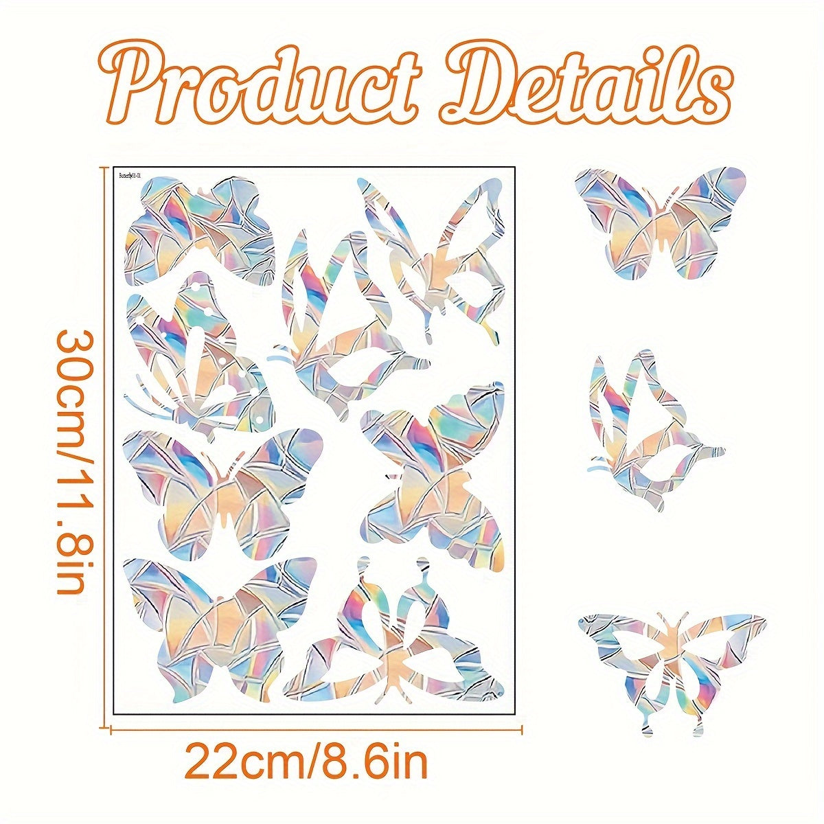 One piece of Colorful Rainbow Prism Butterfly Suncatcher Window Stickers - Electrostatic Glass Decals for Both Sunlight and Privacy