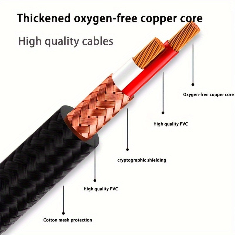 XDSPLO High-Fidelity XLR Male to Female Microphone Cable made of durable nylon braided with pure copper core for loss-free signal transmission. Includes thicker pins and intricate