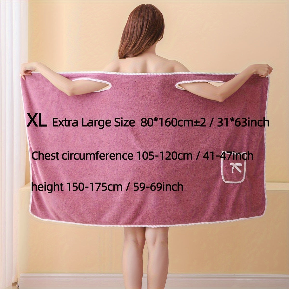 1pc Women's Wearable Bath Towel with Pocket, Comfortable & Absorbent, Versatile & Adjustable, Bathroom and Home Essentials