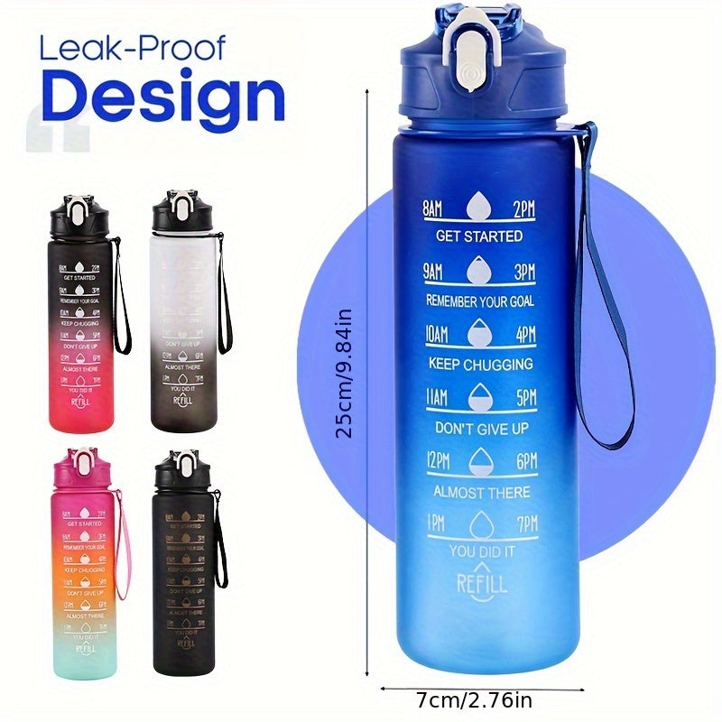 Motivational water bottle for outdoor activities, fitness, and gifts.