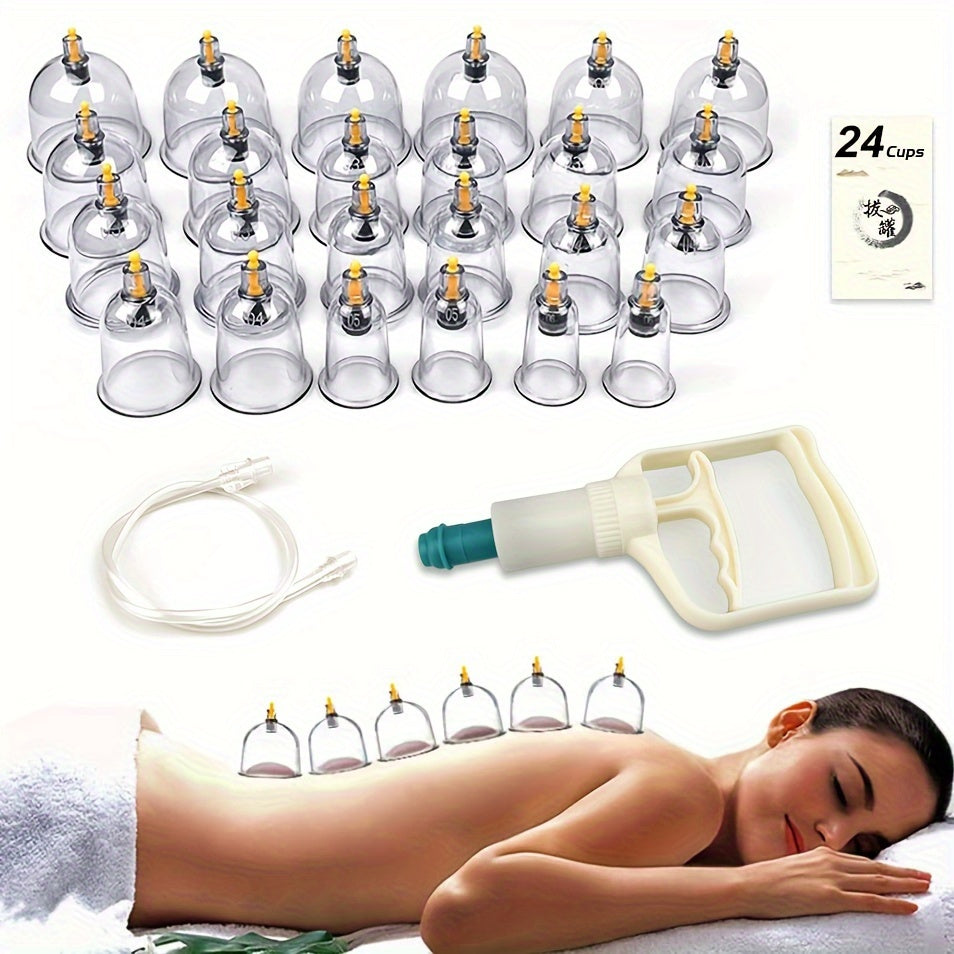 12/24pcs Cupping Set with Pump for Cellulite Massage, Acupoint Cupping.