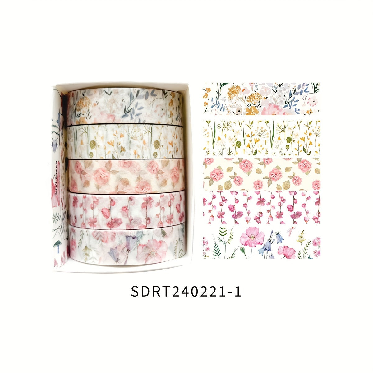 5 Rolls of Plant Series Washi Tape Stickers for Diaries, Handbooks, Photo Albums, Schedules, and Party Decorations