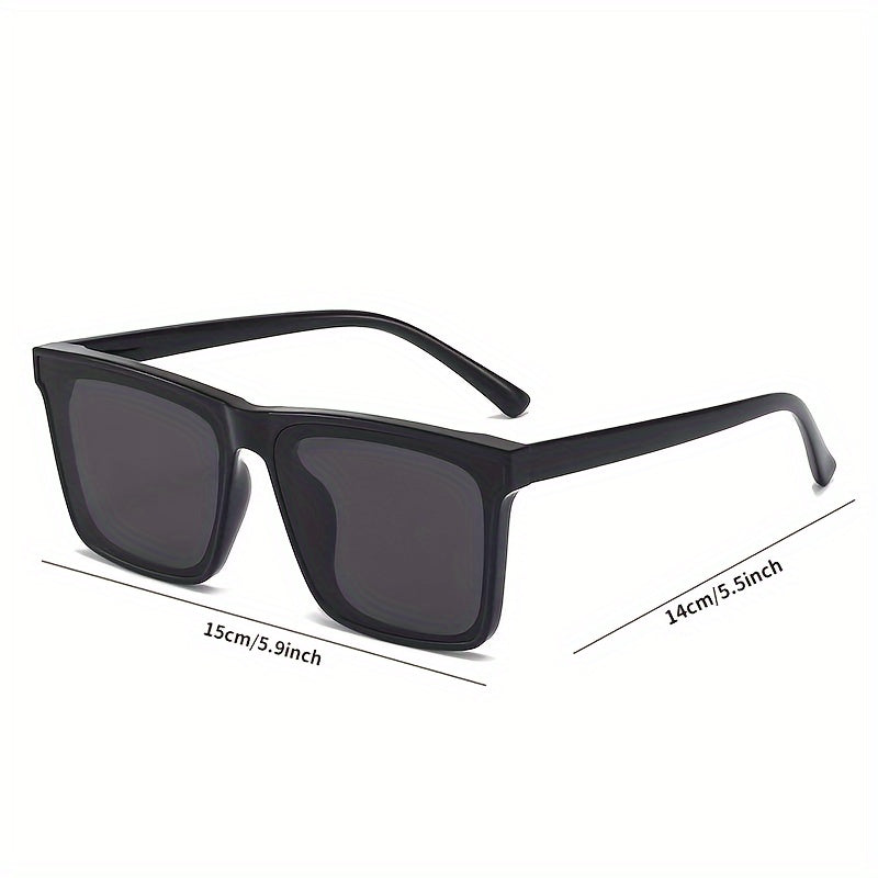 Mens' black square polarized fashion glasses for outdoor travel and driving.