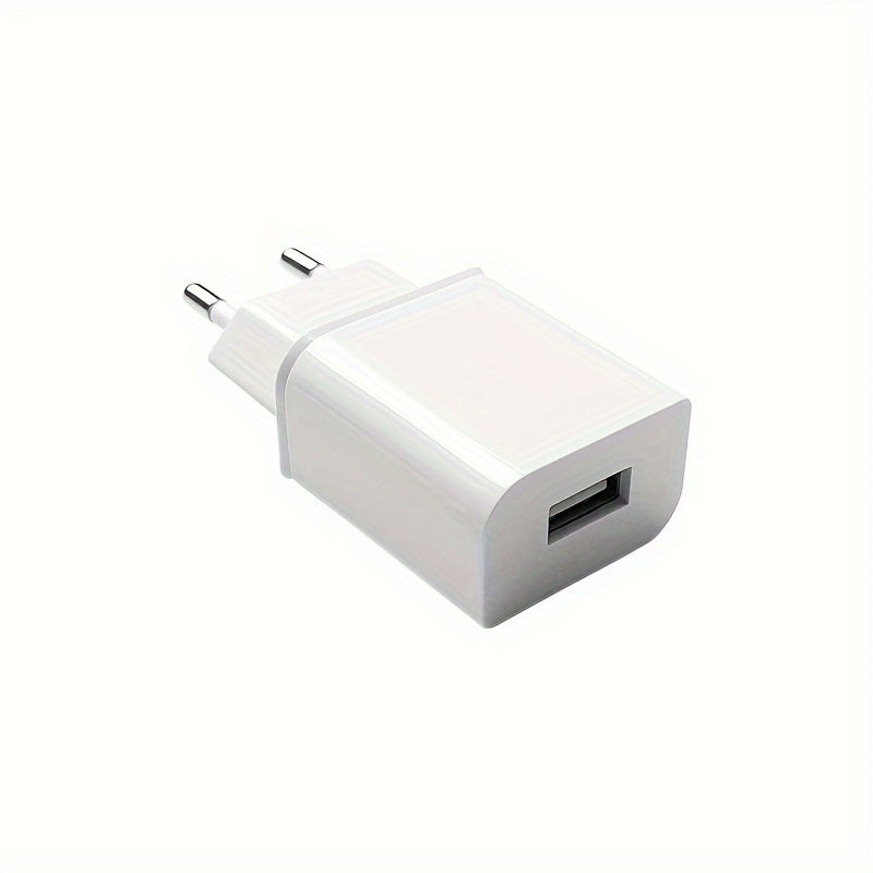 5W USB wall charger with EU plug for charging various devices such as iPhone, headphones, mobile phones, Samsung, Kindle, drones, TV sound bar, earbuds, MP3, and MP4.