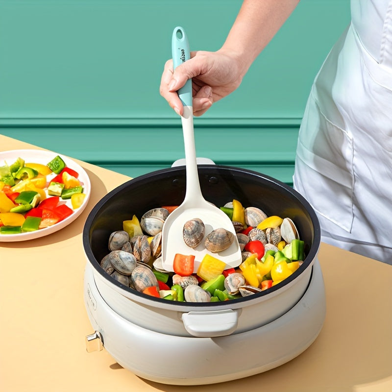 A set of silicone cookware including one spatula and one ladle, featuring non-stick properties and heat resistance up to 230°C. These food-grade kitchen utensils are a must-have for any chef.