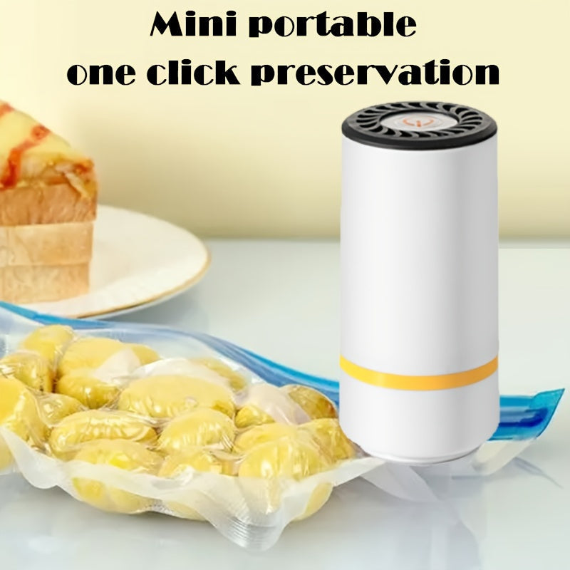 Portable Vacuum Sealer Machine with USB Charging- Includes Reusable Bags, Semi-Automatic Operation, 800mAh Lithium Battery, Perfect for Food Storage, Meal Prep & Sous Vide Cooking- Electric Pump, Compact and Convenient Design- Made with Durable Plastic