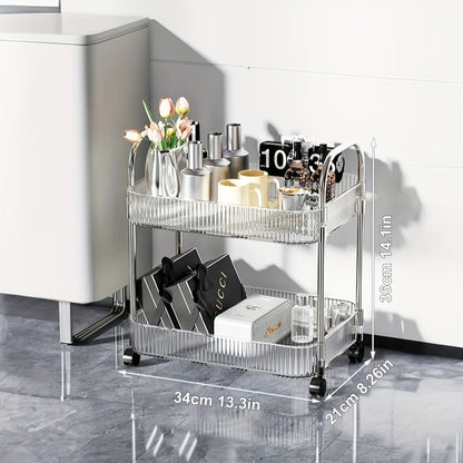 Rolling Storage Cart Made of Acrylic - Ideal for Organizing Kitchen, Bathroom & Pantry Items - Features 1pc 2/4-Tier Design with Wheels for Easy Mobility - Perfect for Storing Water Bottles, Milk, Snacks, and More - Durable and Clear Construction - No