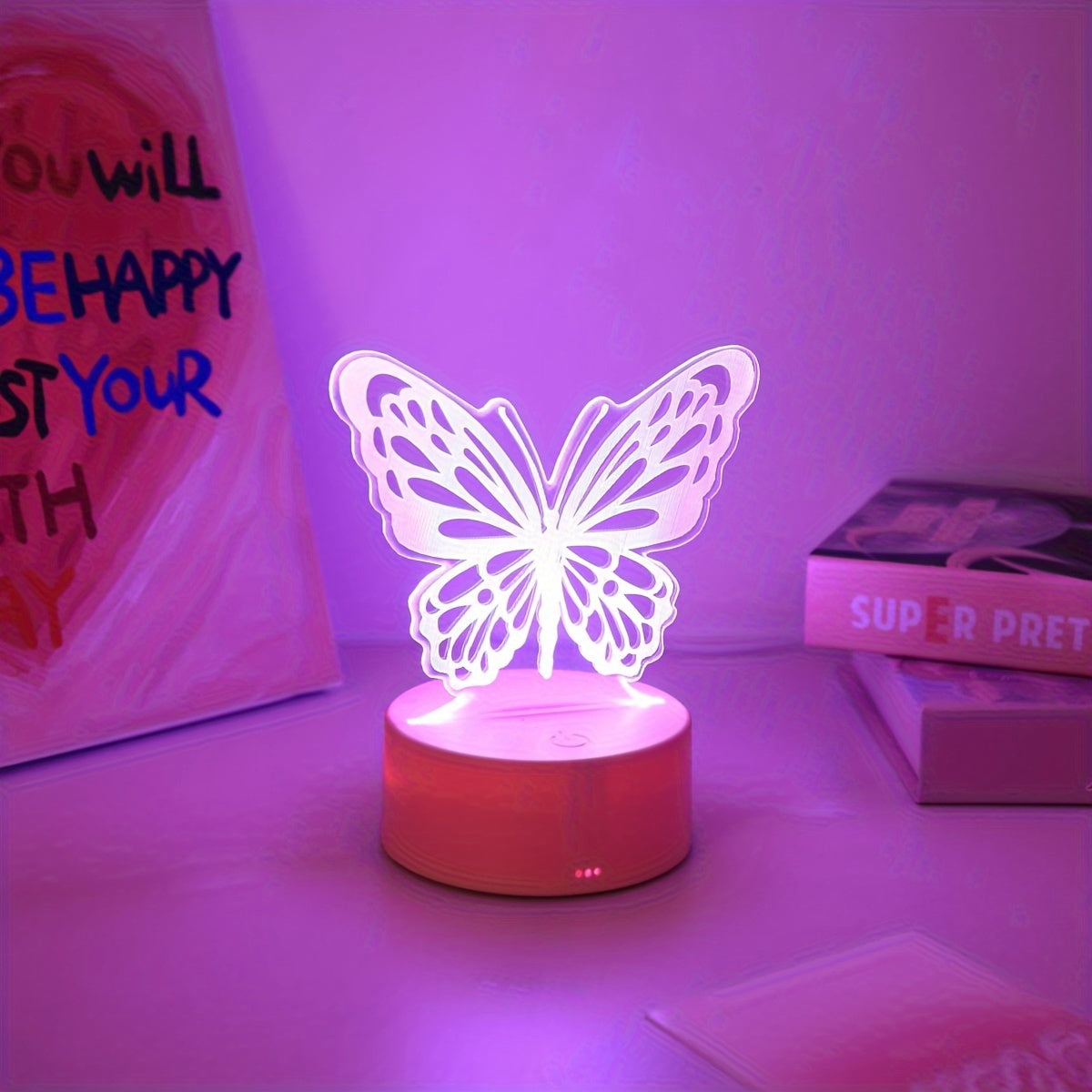 1 LED lamp with 3D butterfly night light, ideal for bedroom, home, desktop, Christmas decor, fancy lighting, and birthday gift.