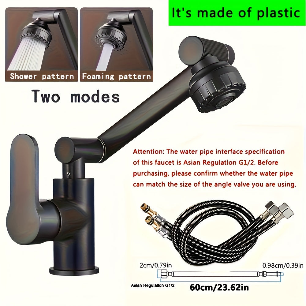 Modern Black Lucky Cat Robotic Arm Faucet Set with Adjustable Temperature - 360 Degree Rotatable Hot and Cold Basin Faucet for Easy Installation and Durable Construction - Ideal Kitchen Tool Set for Bathroom Vanity Sink.